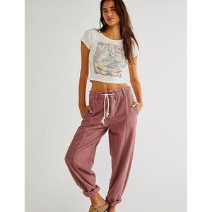 Free People Baggy Missing From Me Cord Barrel Pants Women Small Rusty Pink NWT